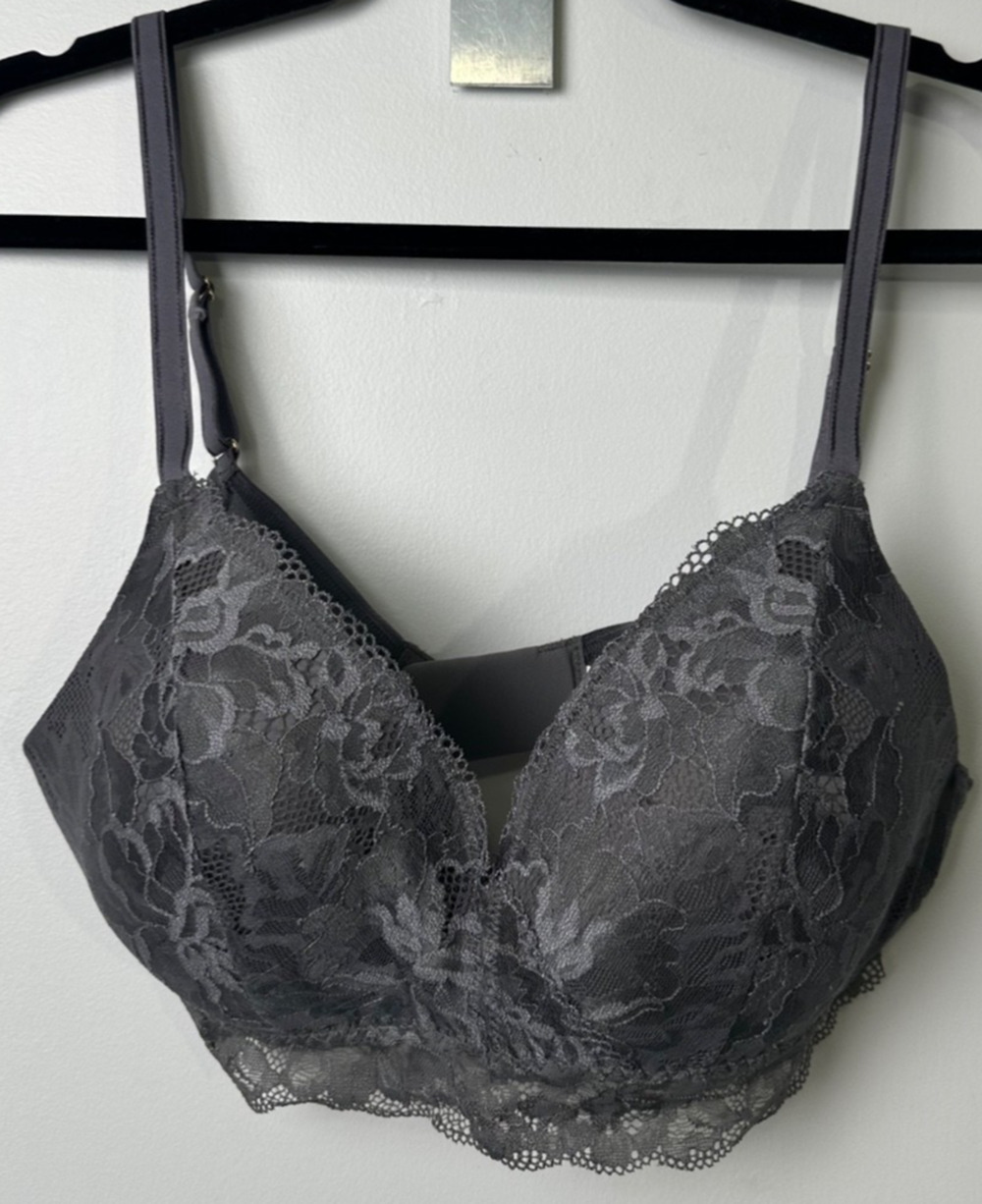 NEW Soma Bralette Bra Lace size L Longline Gray Adjustable Straps Lined A20